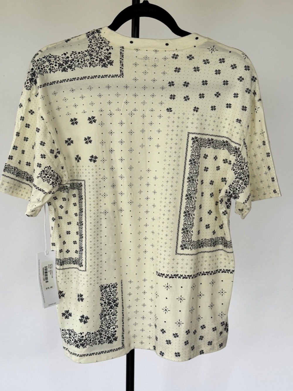 Ag Adriano Goldschmied Cream Short Sleeve Bandana-Print Tee - Picture 2 of 3